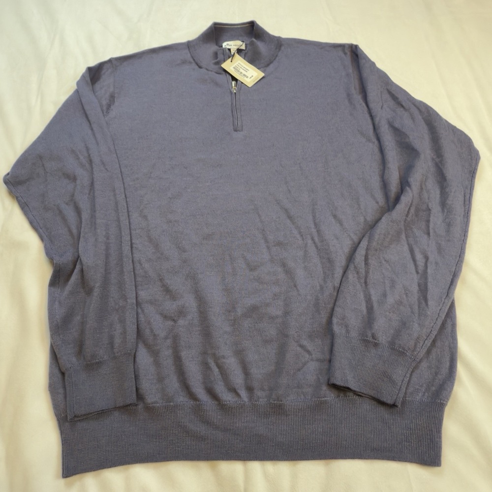 Peter Millar Men's Crown Autumn Crest Wool Blend 1/4 Zip Size XL Purple Hues NWT